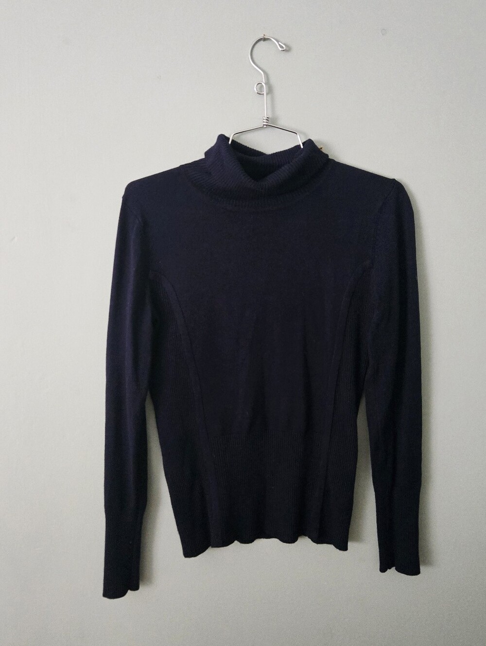 Premise Studio Navy Blue Turtleneck Sweater – Classic Minimalist Knit Top, Small - Picture 2 of 6